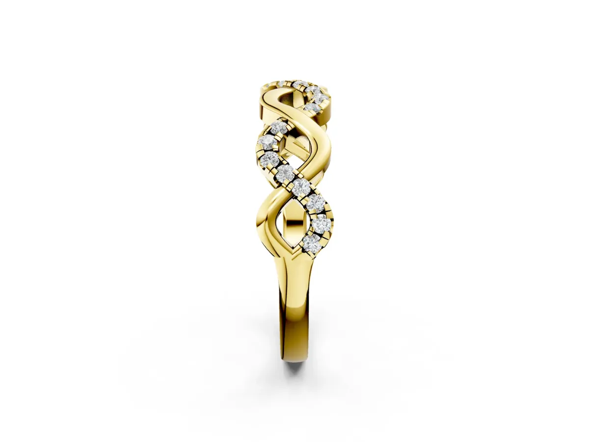 Twist Infinity Round Diamond Band with Pavé Setting Yellow gold