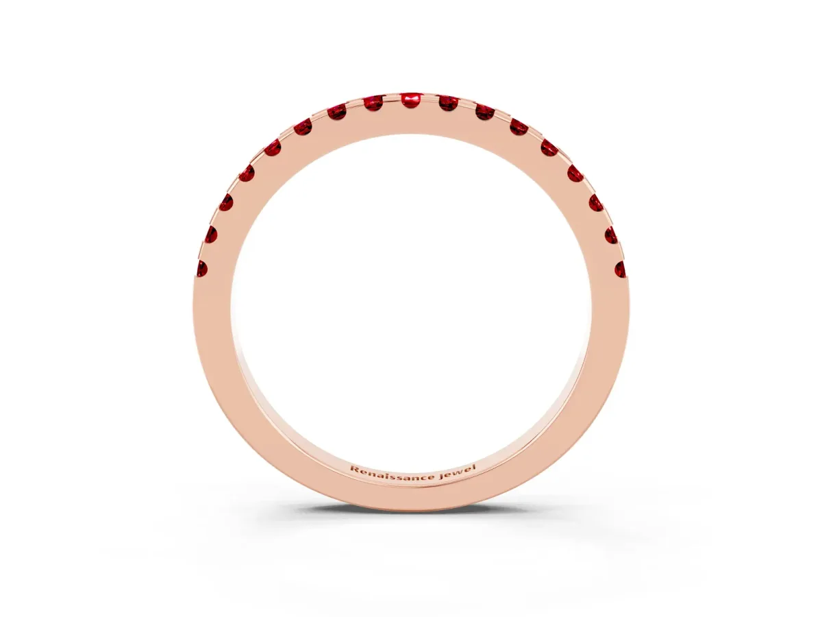 Round Ruby Pavé Set Eternity Band with Micro Prong Setting Rose gold