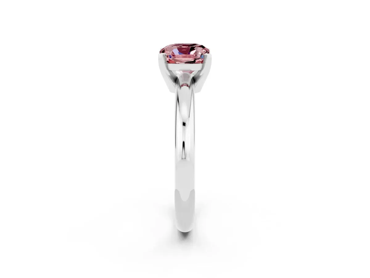 Cushion Cut Morganite Solitaire Engagement Ring with Round Band and Four-Prong Setting Silver