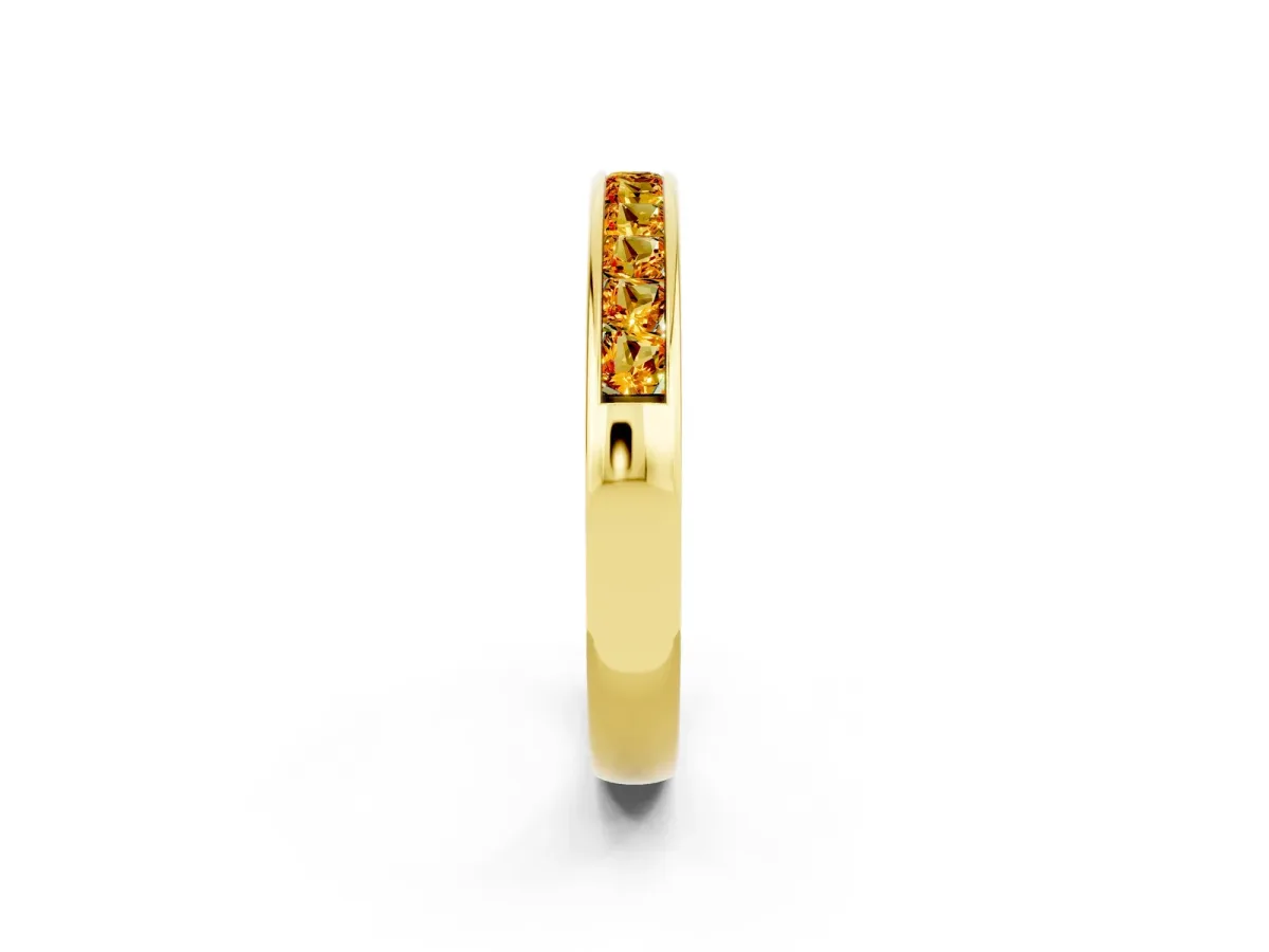 Channel Set Princess Cut Citrine Eternity Band Yellow gold