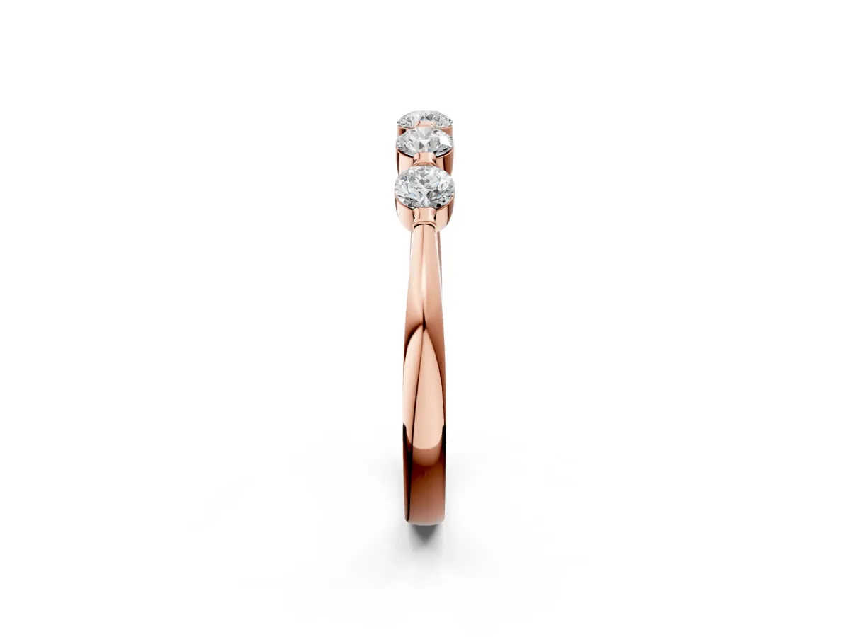 Five-Stone Round Cut Diamond Prong-Set Half Eternity Band Rose gold