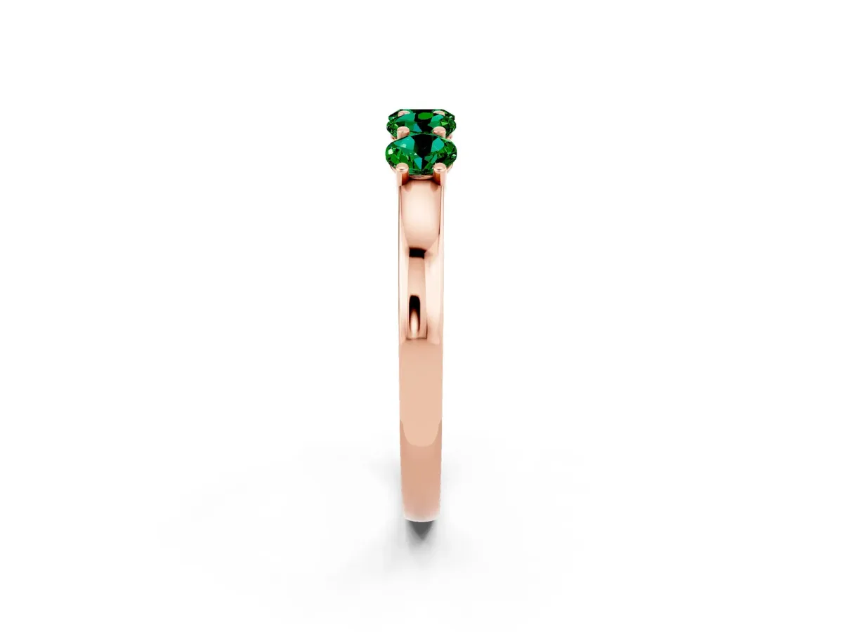 Four-Stone Round Emerald Prong-Set Band Rose gold