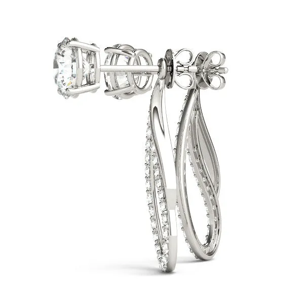 Round Cut Prong Set Diamond Infinity Drop Earrings Silver