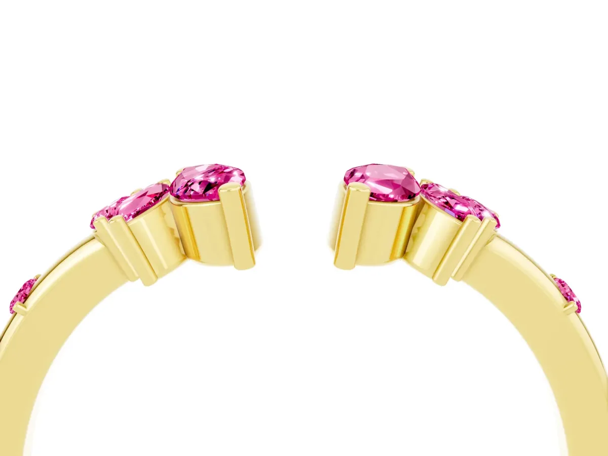 Open Marquise Cluster Pink Sapphire Band with Prong Setting Yellow gold