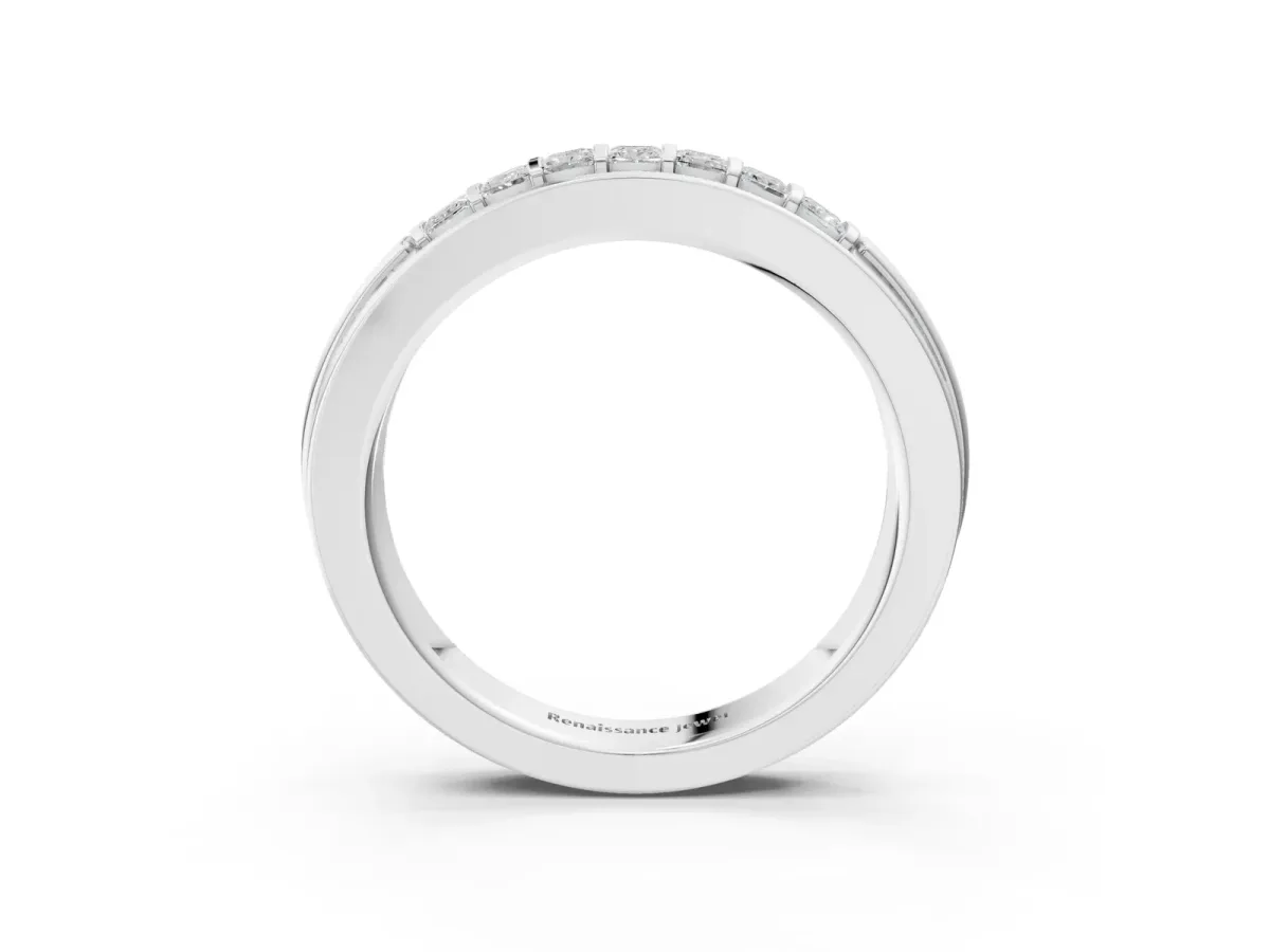 Bar-Set Princess Cut Diamond Pavé Band Silver