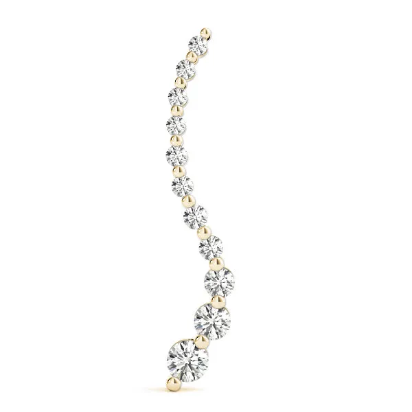 Graduated Round Diamond Curved Bar Pendant with Prong Setting Yellow gold