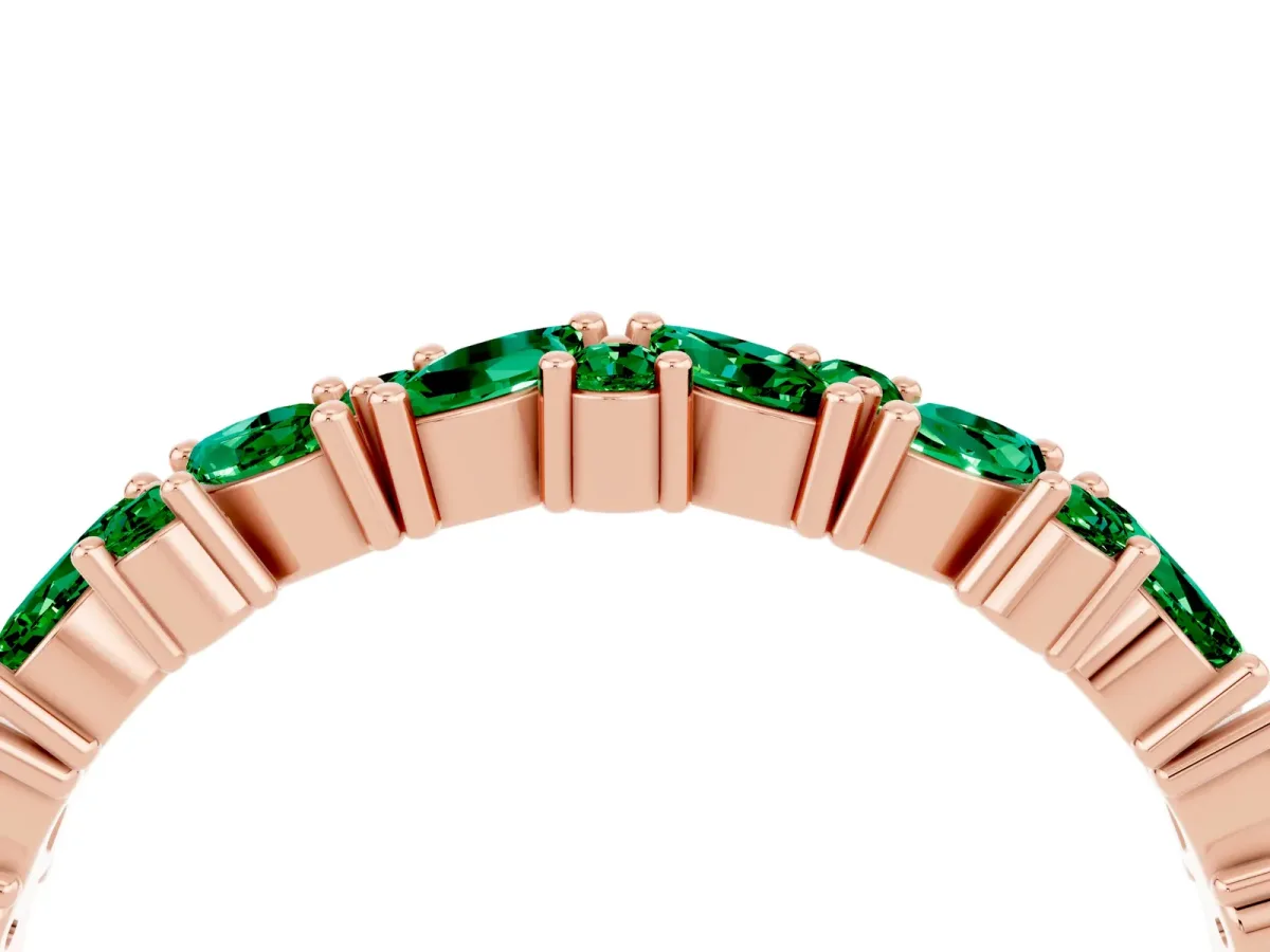 Marquise and Round Emerald Vine Eternity Band with Prong Setting Rose gold