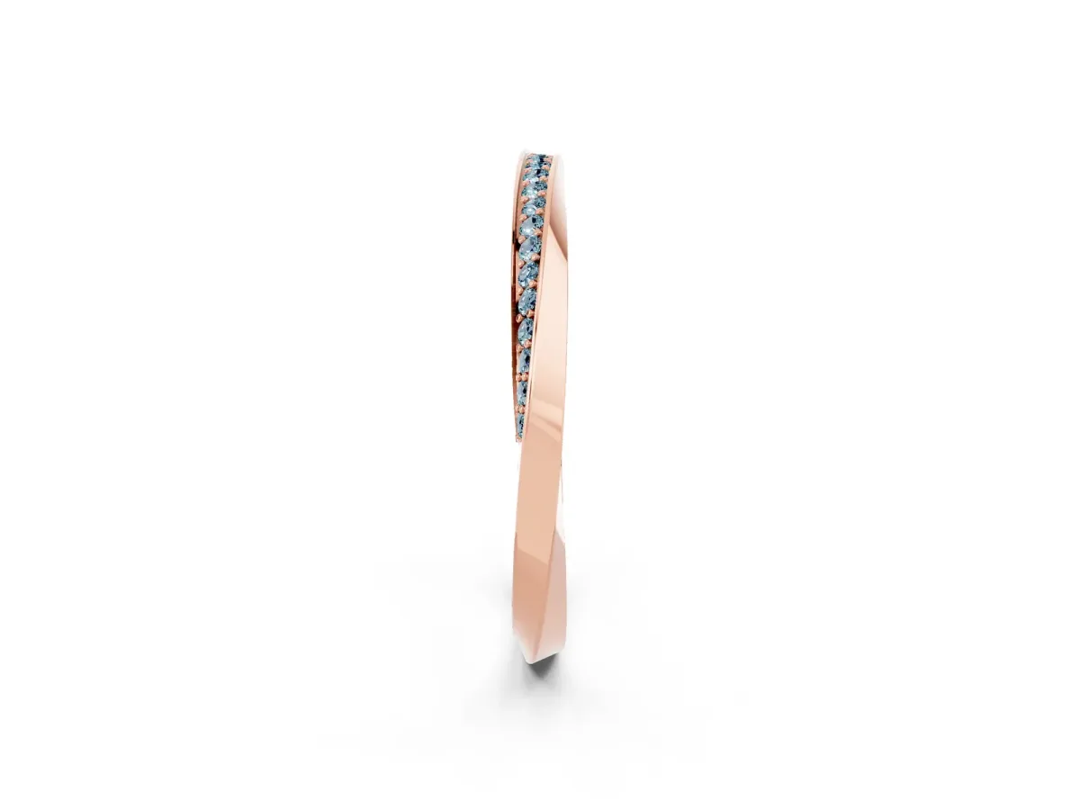 Pavé Round Aquamarine Twist Band Rose gold