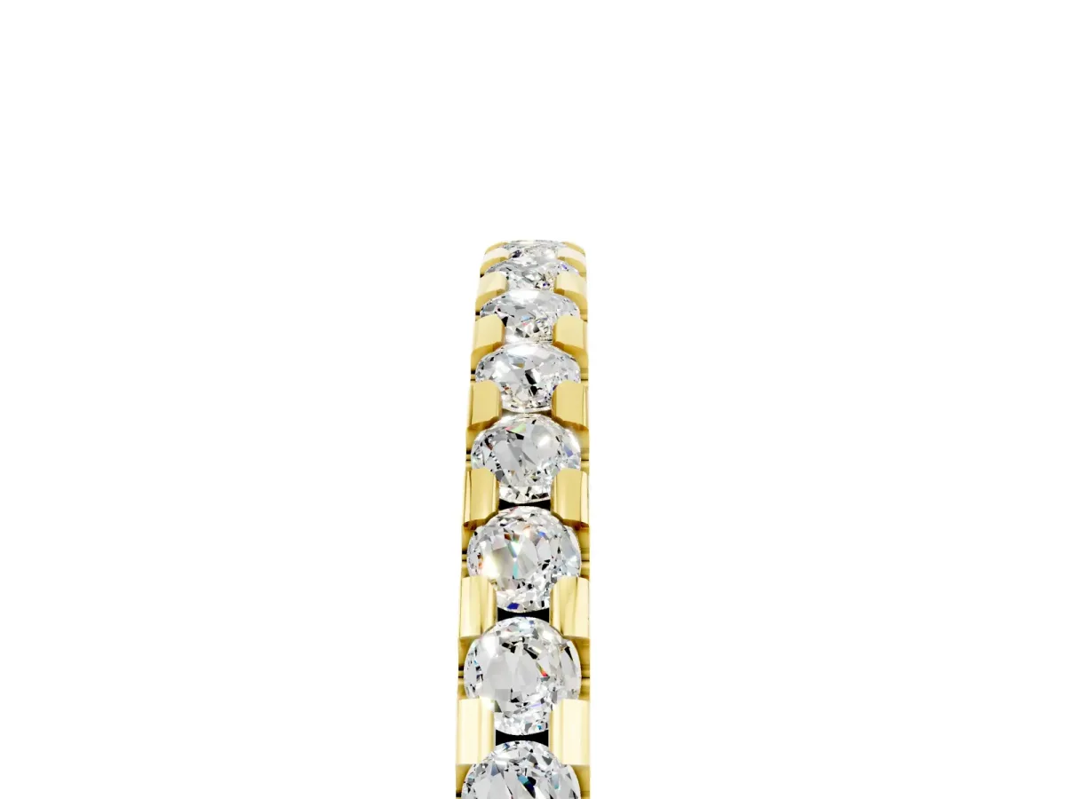Round Moissanite Pavé Set Eternity Band with Micro Prong Setting Yellow gold