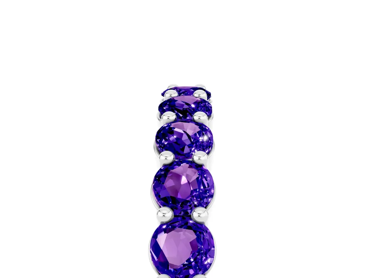 Round Tanzanite Half Eternity Band with Prong Setting White gold