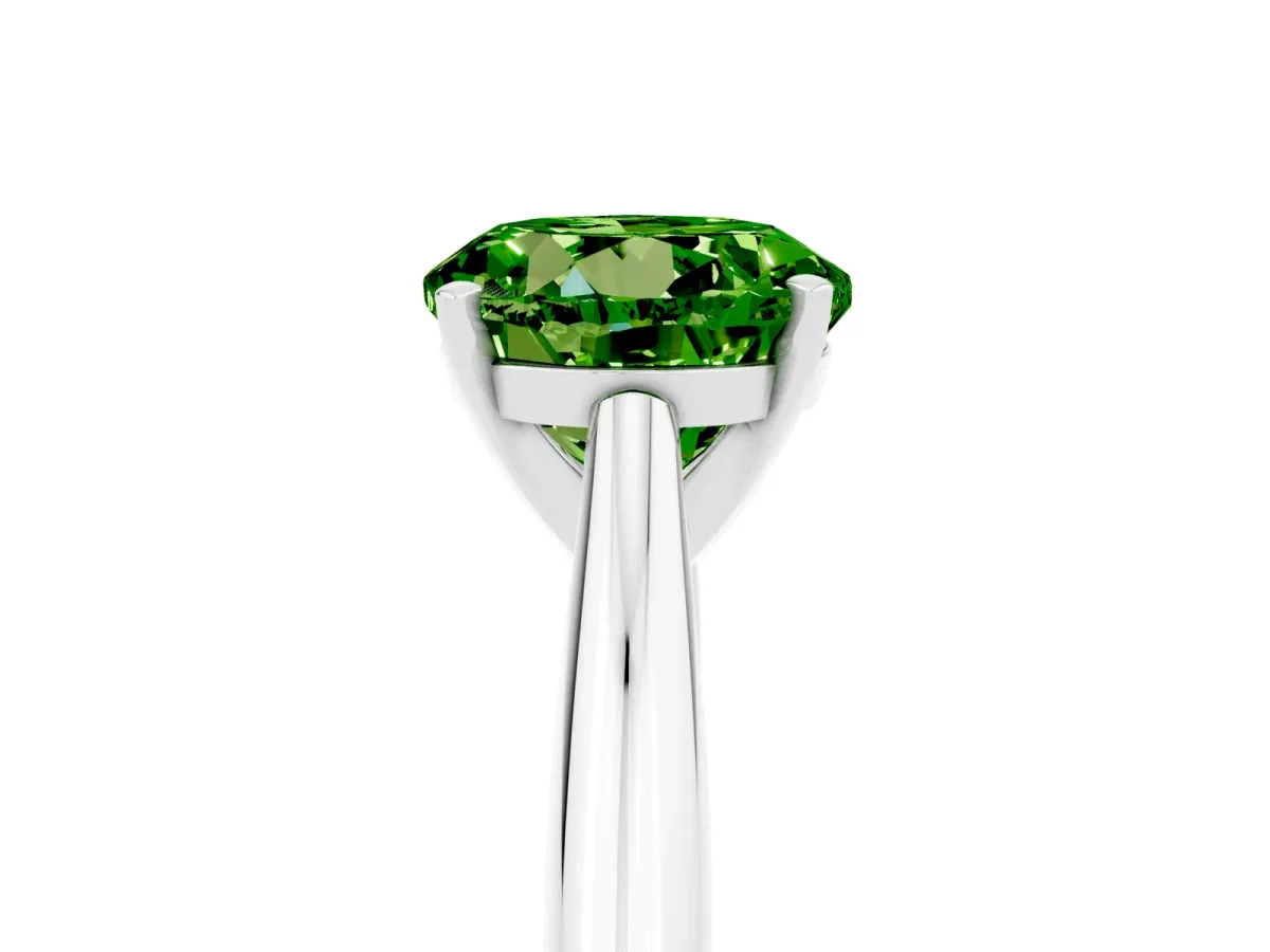 Round Cut Peridot Solitaire Engagement Ring with Cathedral Setting and Four-Prong Mount White gold