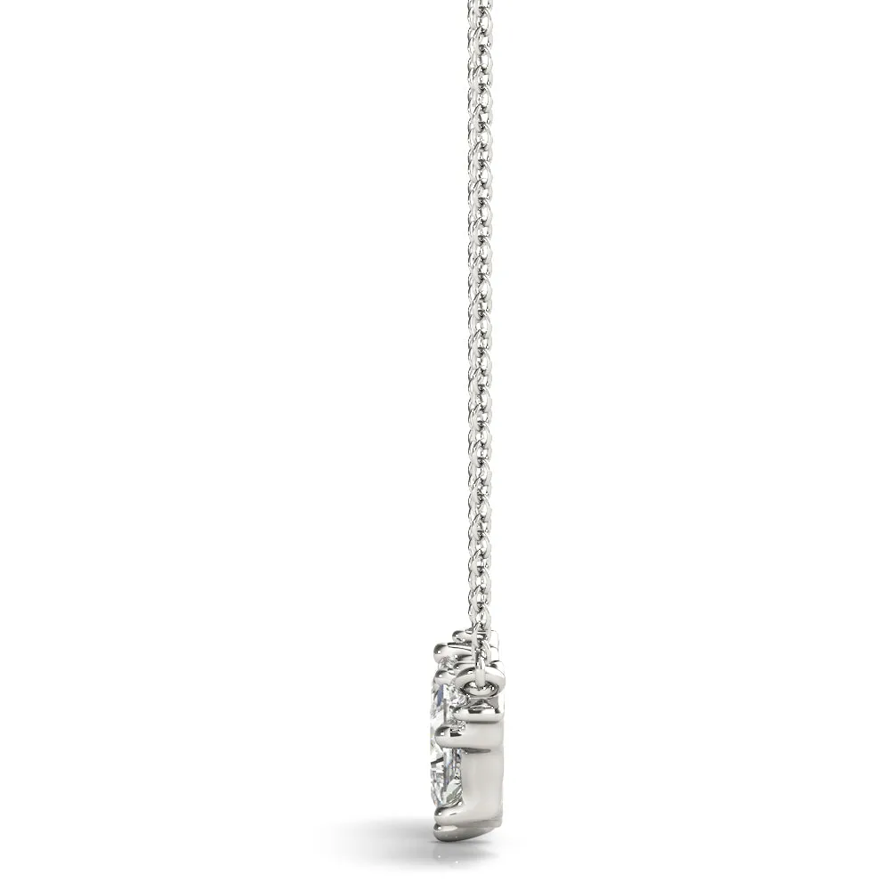 Princess Cut V-Shape Diamond Pendant with Four-Prong Setting Silver