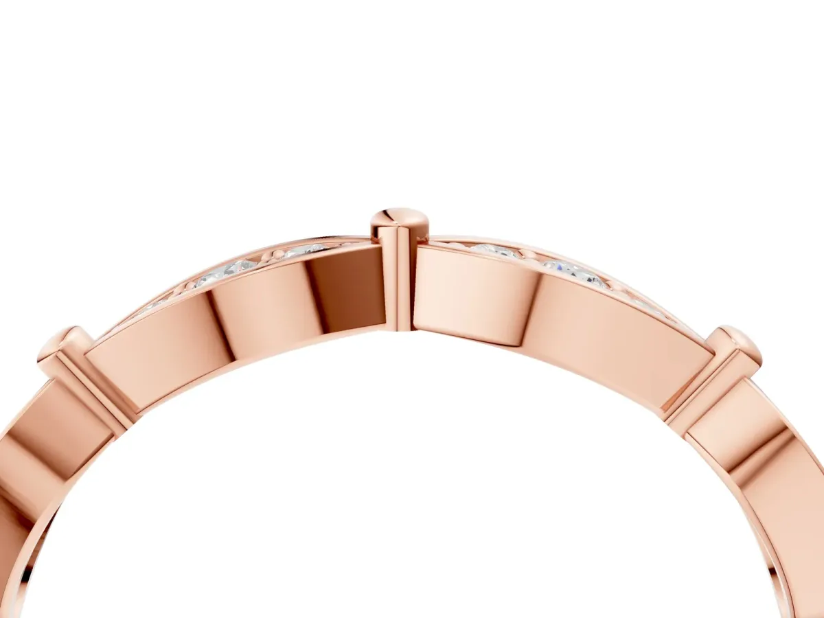 Marquise Diamond Pavé Eternity Band with Bezel Setting Rose gold