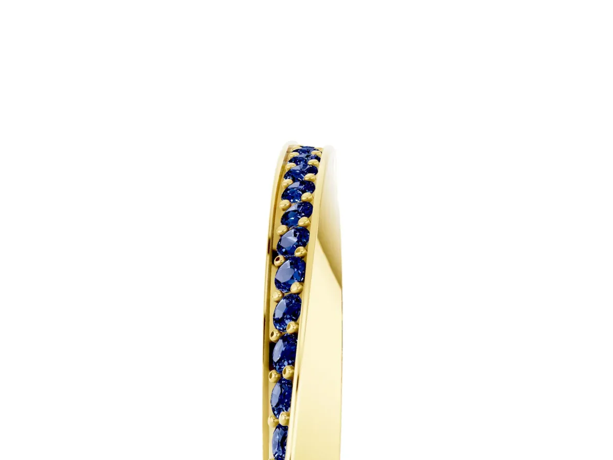 Pavé Round Blue Sapphire Twist Band Yellow gold