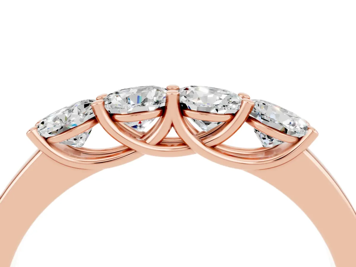 Four-Stone Round Moissanite Prong-Set Band Rose gold