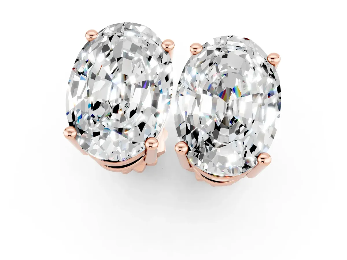 Oval Cut Moissanite Stud Earrings Rose gold