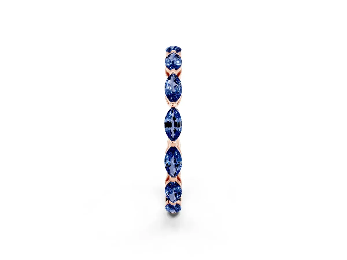 Marquise Blue Sapphire Eternity Band with U-Prong Setting Rose gold