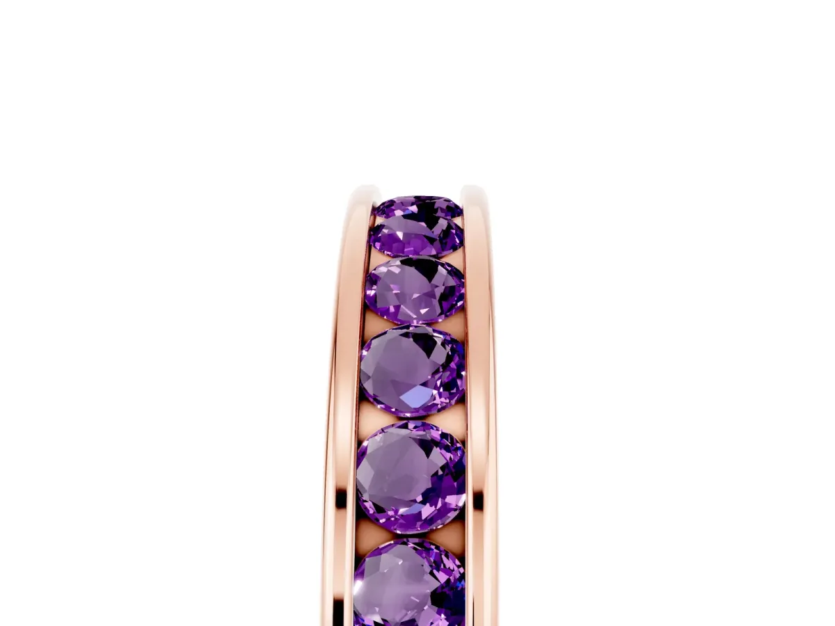 Channel Set Round Amethyst Eternity Band Rose gold