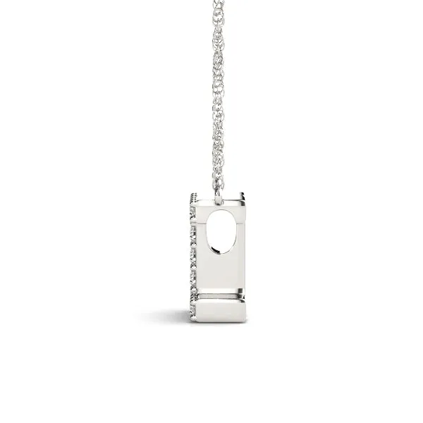Pavé Round Diamond Letter I Initial Pendant White gold