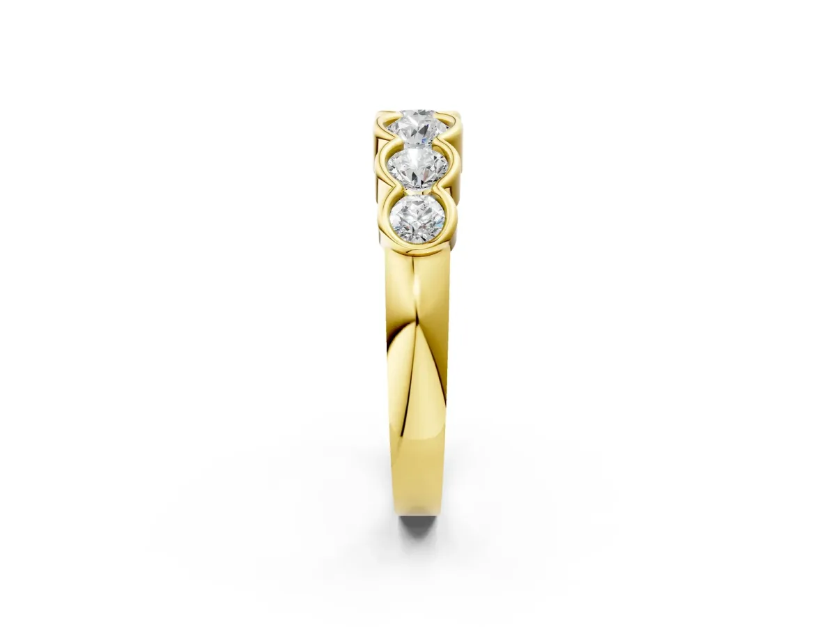 Round Diamond Scalloped Bezel Set Eternity Band Yellow gold
