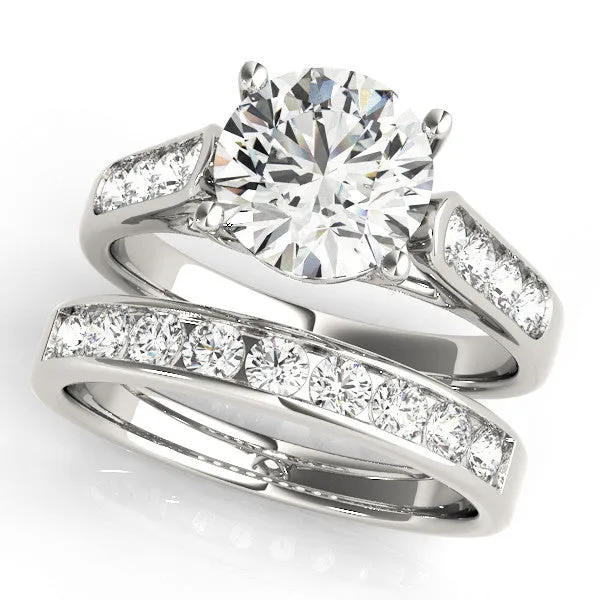 Oval Cut Solitaire Cathedral Diamond Engagement Ring with Channel-Set Band and Four-Prong Setting Silver