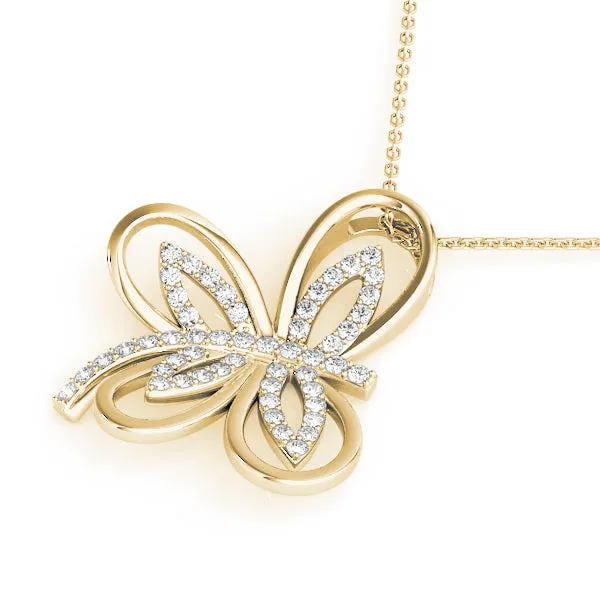 Pavé Diamond Marquise Butterfly Pendant Yellow gold