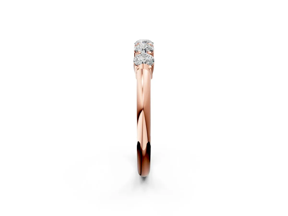 Five-Stone Round Diamond Prong Set Half-Eternity Band Rose gold