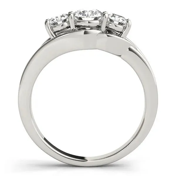 Three-Stone Round Cut Diamond Split Shank Prong Setting Ring White gold
