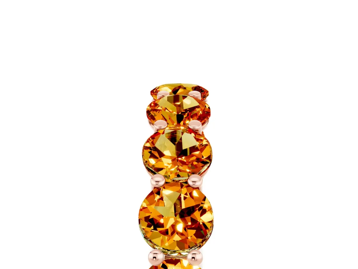 Round Citrine Shared Prong Eternity Band Rose gold