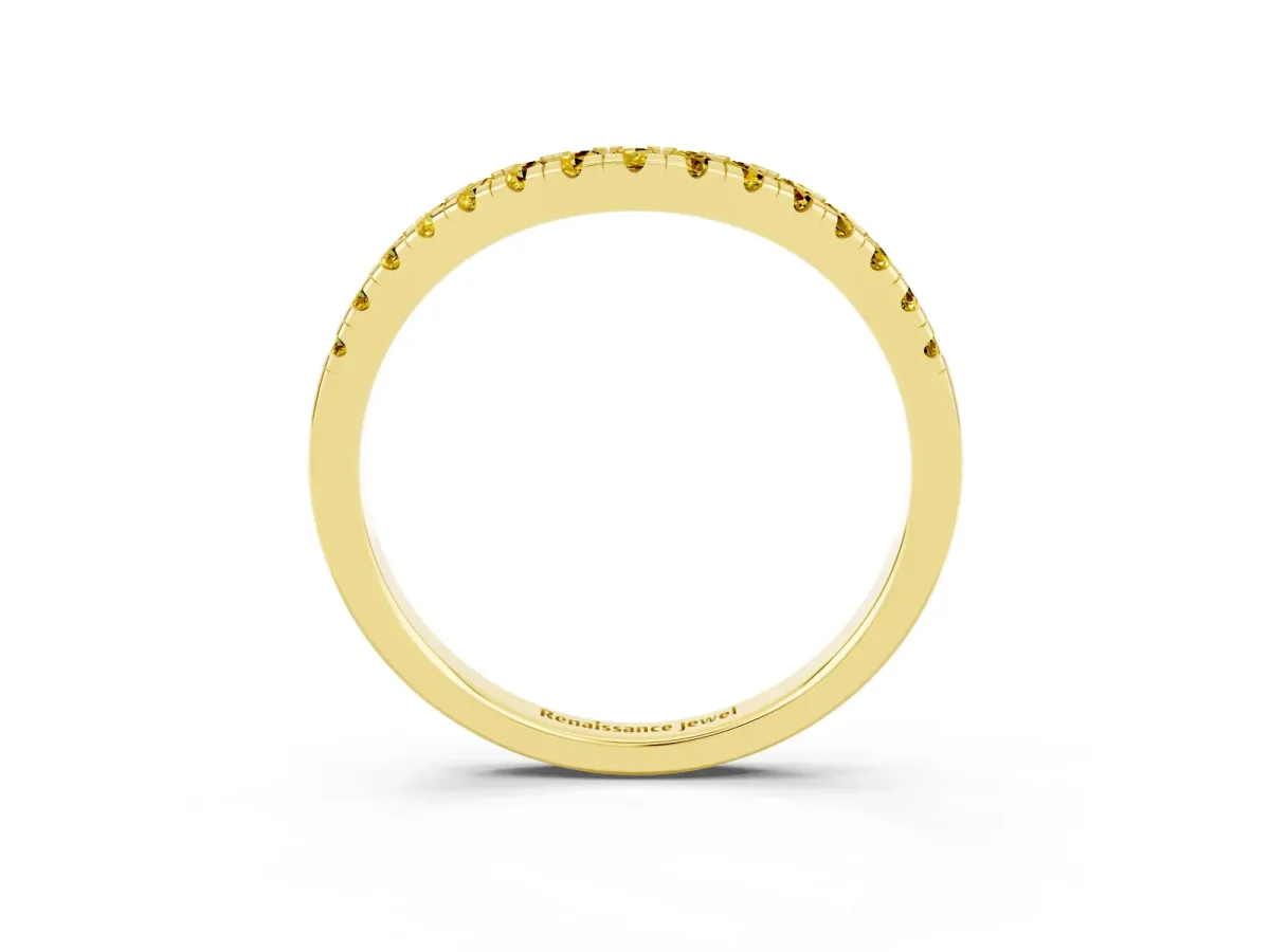 Yellow Sapphire Pavé Curved Wedding Band Yellow gold