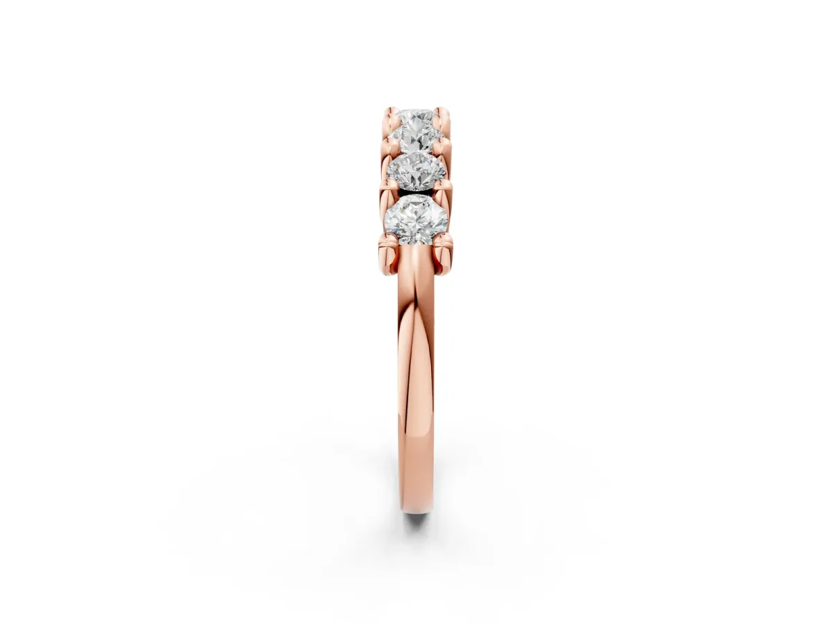Round Diamond Prong-Set Half Eternity Band Rose gold