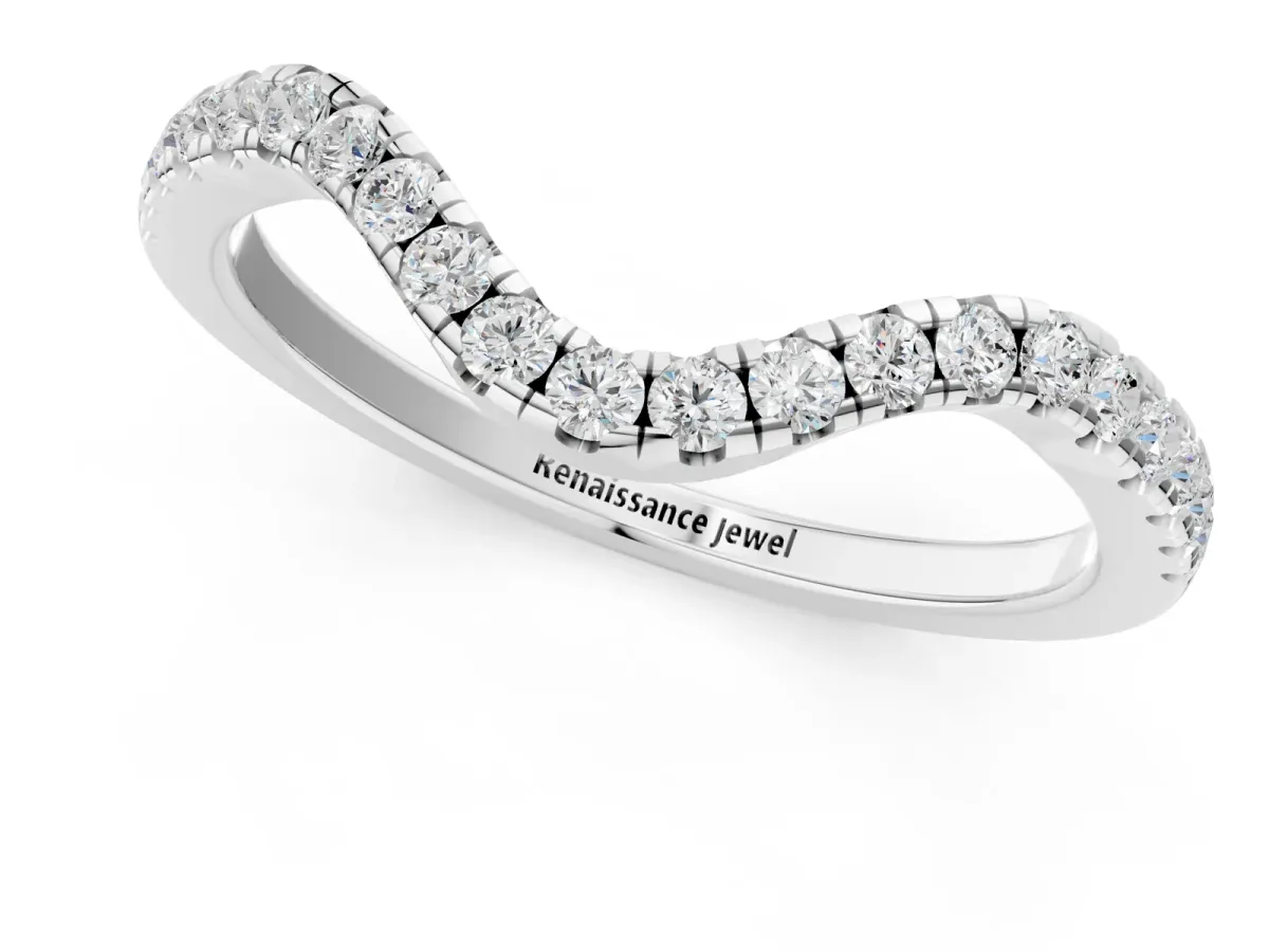 Pavé Round Diamond Infinity Twist Band with Shared Prong Setting White gold