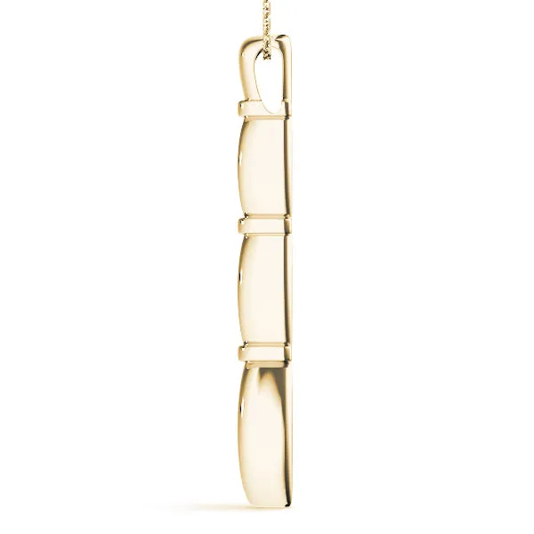 Marquise Diamond Bar Pendant with Bezel Setting Yellow gold