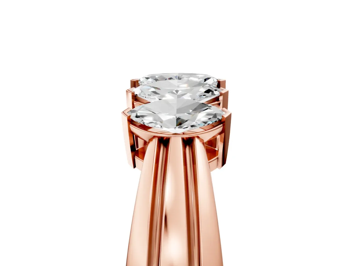 Five-Stone Marquise Diamond Split Shank Ring with Shared Prong Setting Rose gold