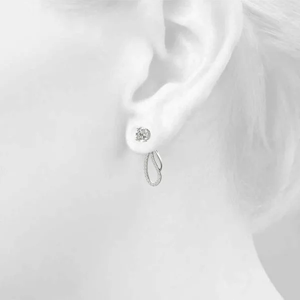 Round Cut Prong Set Diamond Infinity Drop Earrings Silver