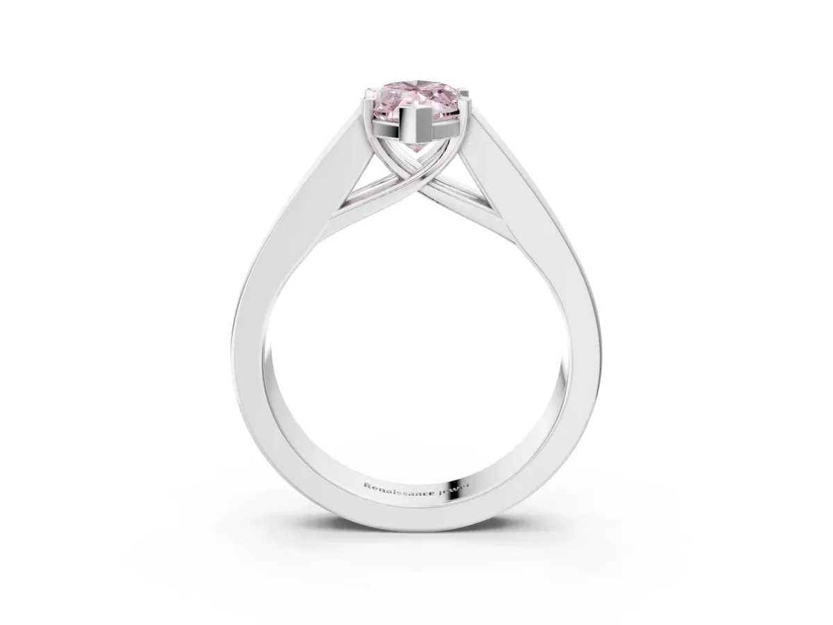 Fancy Pink Marquise Cut Cut Channel Set Solitaire Ring with Four-Prong Setting Platinum