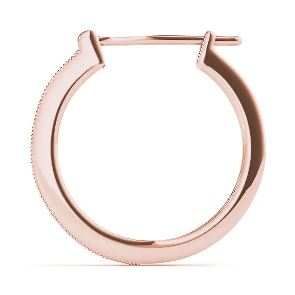 Round Diamond Pave Hoop Earrings with Milgrain Edge Rose gold