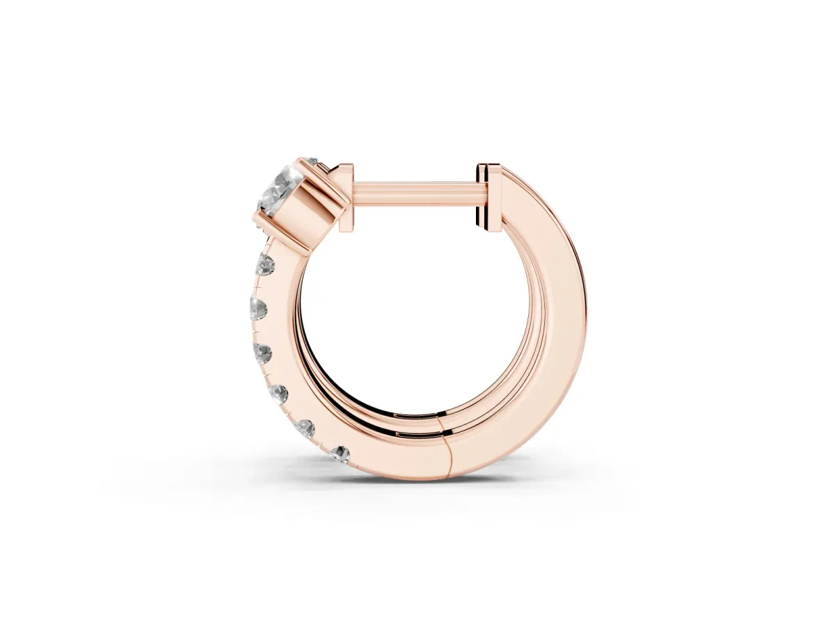 Round Diamond Taylor Huggie Hoop Earrings Rose gold