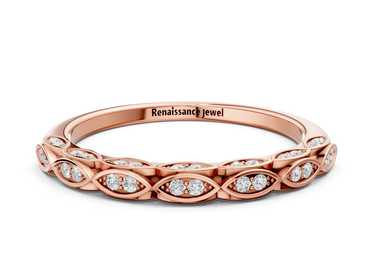 Marquise Diamond Eternity Band with Pavé and Bezel Setting Rose gold