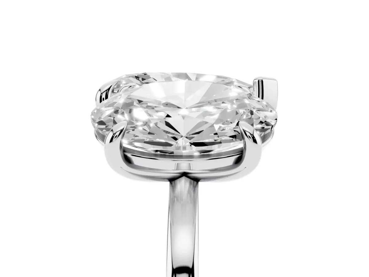 Oval and Pear Toi Moi Ring with Prong Setting and Plain Band Silver