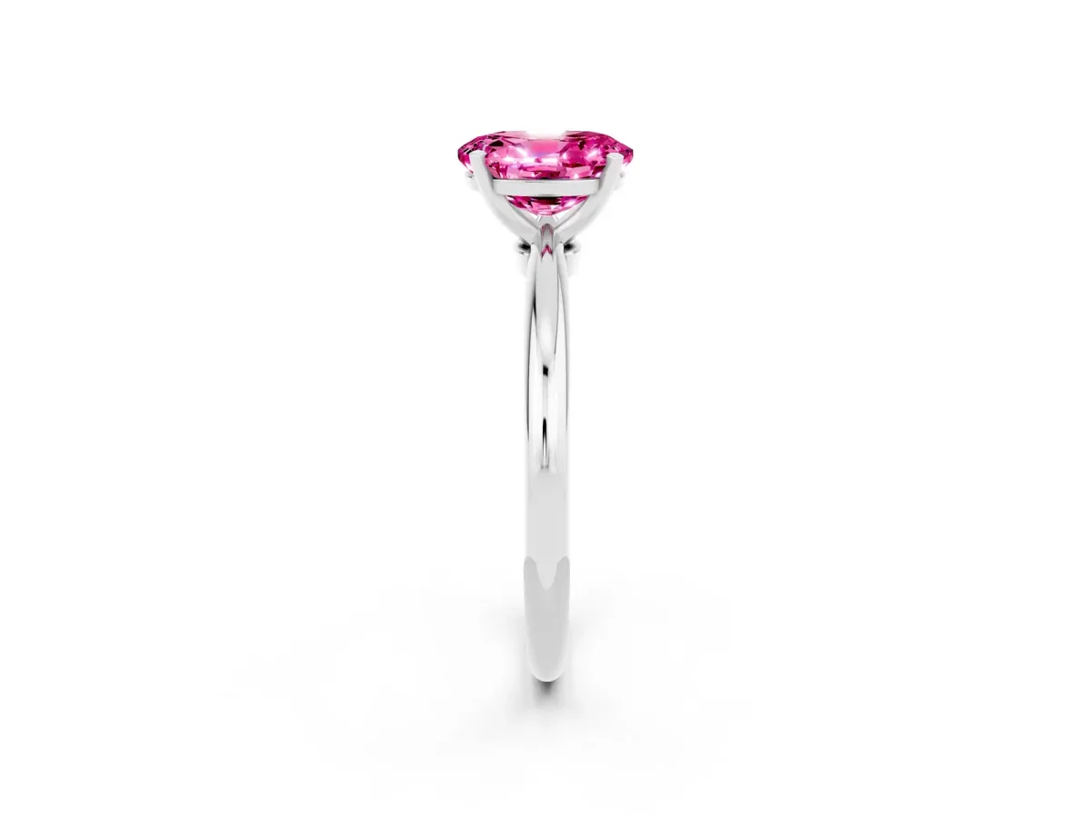 Oval Cut Pink Sapphire Solitaire Ring with Six-Prong Setting and Classic Band Silver