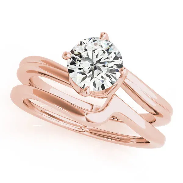 Round Cut Solitaire Twist Band Engagement Ring with Four-Prong Setting Rose gold