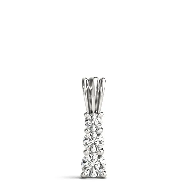 Four-Stone Round Prong-Set Diamond Pendant White gold