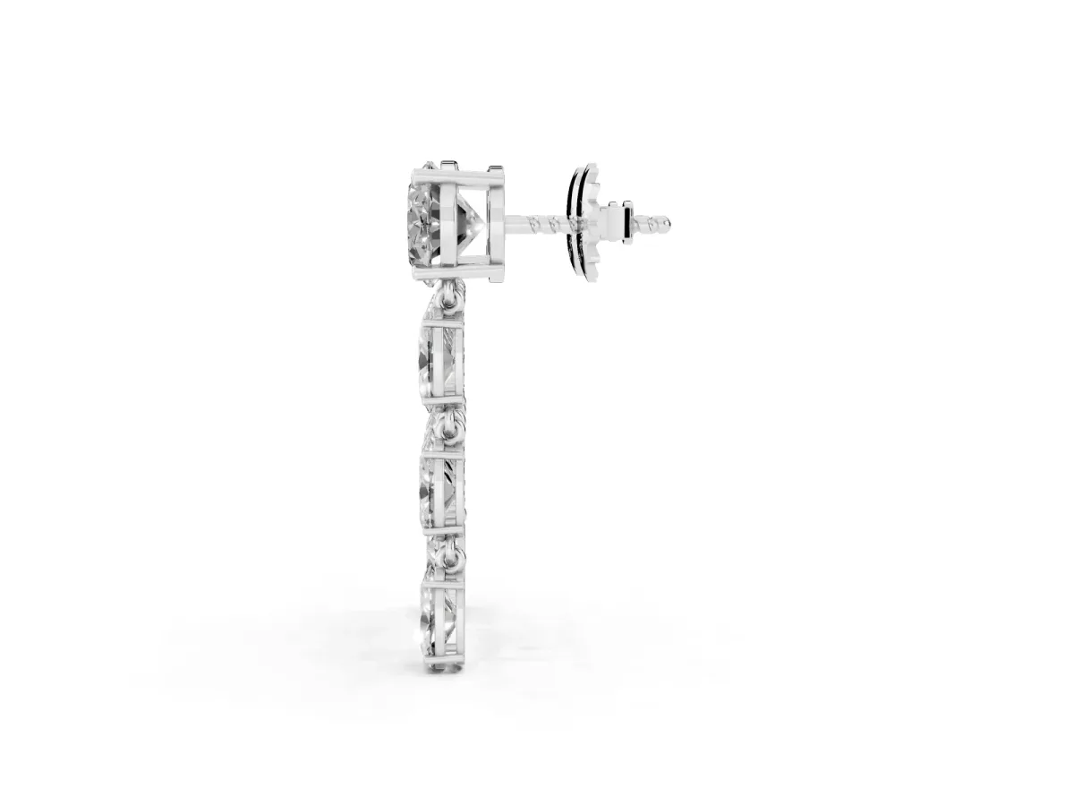Oval Cut Diamond Multi-Row Drop Earrings Platinum