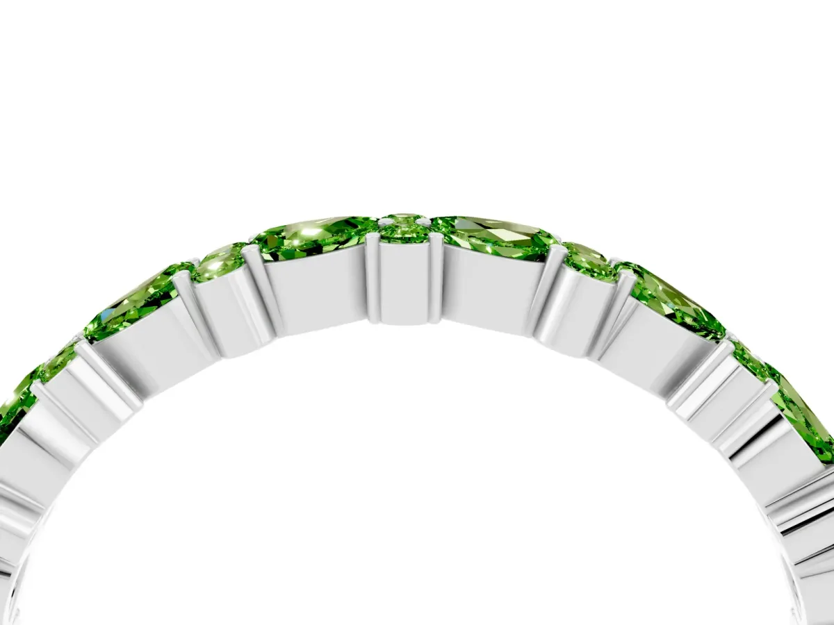 Pear and Round Peridot Wedding Band Platinum