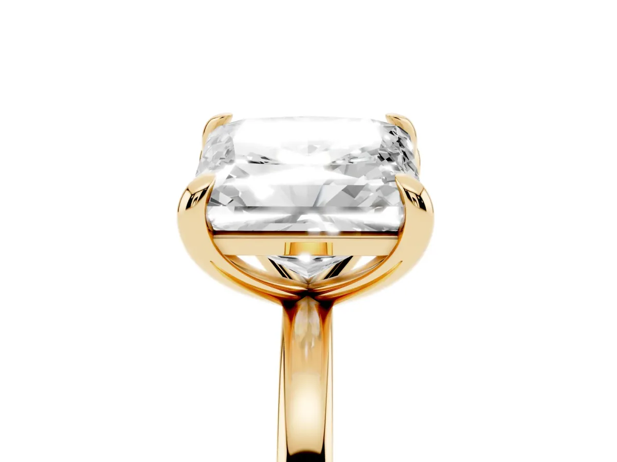 Radiant and Princess Toi Moi Ring with Prong Setting and Plain Band Yellow gold