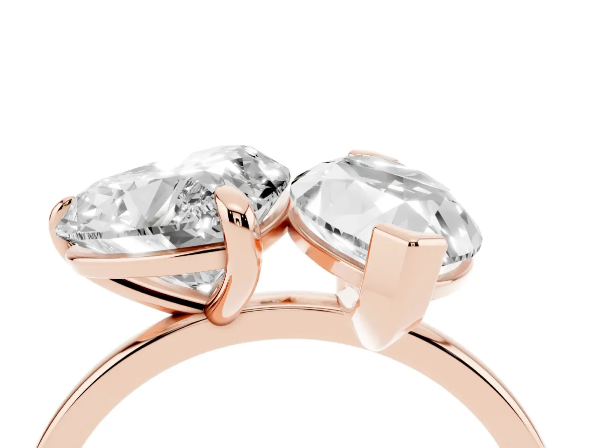 Heart and Marquise Toi Moi Ring with Prong Setting and Micro Pave Band Rose gold