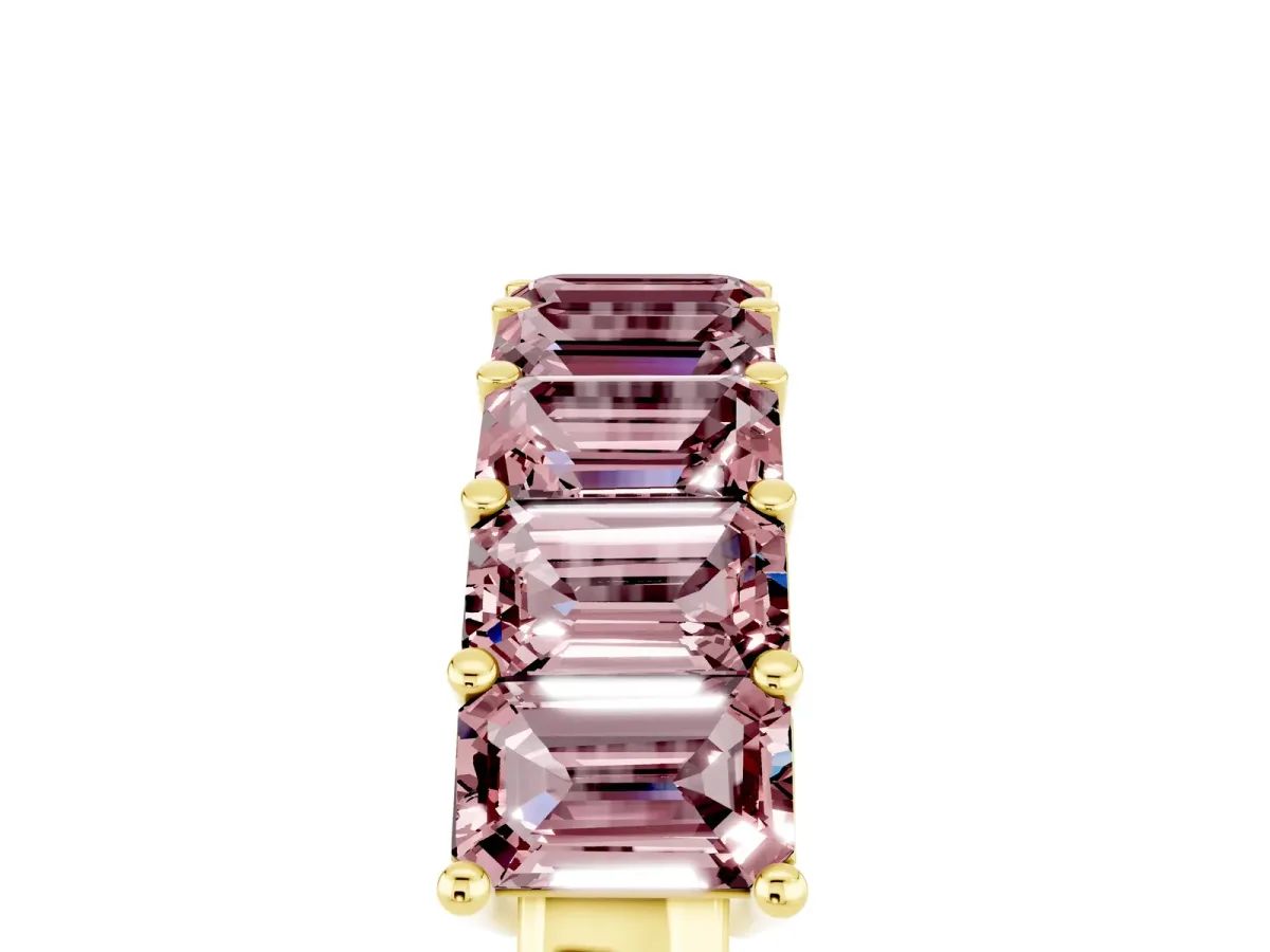 Emerald Cut Morganite Prong-Set Eternity Band Yellow gold