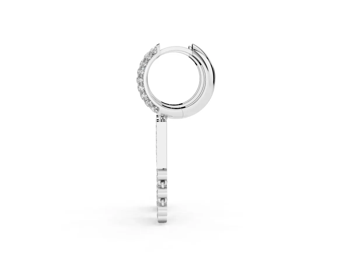 Round Diamond Initial H Huggie Hoop Earrings Platinum