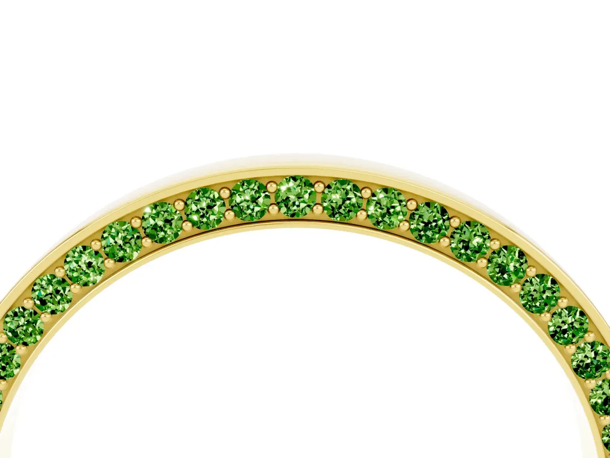 Pavé Round Peridot Channel Set Band Yellow gold